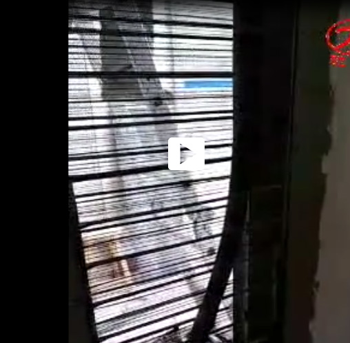 泡沫混凝土澆注網模墻體施工現場